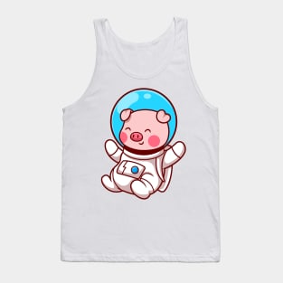 Cute Pig Astronaut Floating Cartoon Tank Top